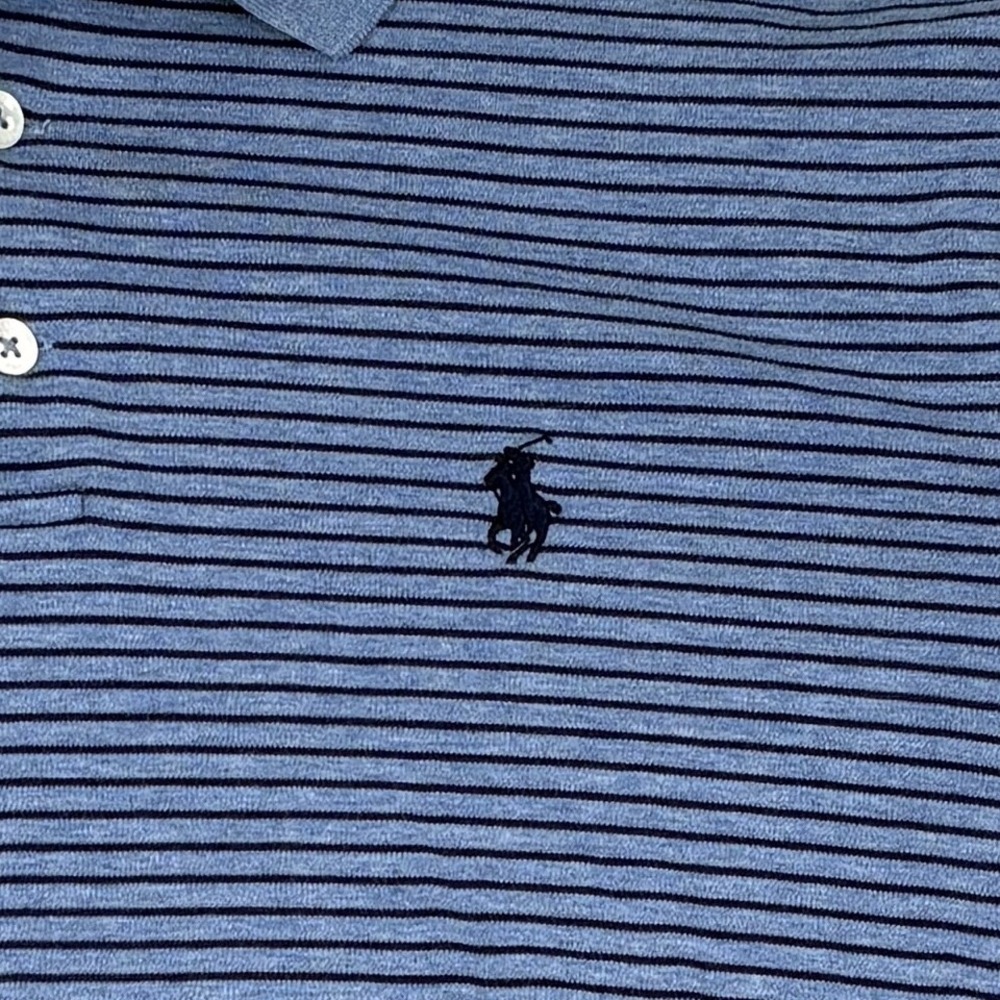 Polo Ralph Lauren Polo Shirt Mens M Blue Striped Classic Fit Preppy Nautical - Picture 12 of 13